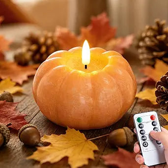 Fall Decor, Fall Decorations for Home, Flameless Pumpkin Candle, Orange 1Pc