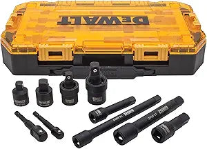 DEWALT Impact Driver Socket Set with Impact Extensions and Drill Adapters, Metric, 10-Piece, 3/8" and 1/2" Drive (DWMT74741)