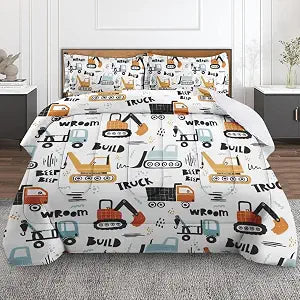 Comforter Set of 3, Twin, Bedroom Decor Construction Truck