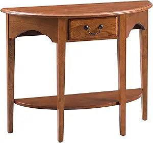 Leick Home Salem Console Table, Solid Wood, with Drawer and Shelf, for Entryways, Hallways, and Living Rooms, Medium Oak, 9036-MED
