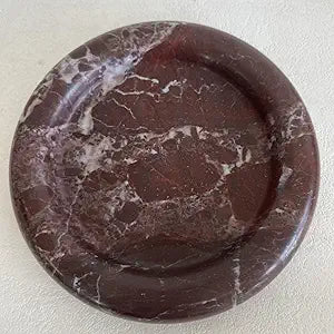 Natural Marble Round Vanity Tray Jewelry Makeup Dish Decorative Tray for Coffee Table,Bathroom,Bedroom (Rosa Levanto)