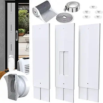 Universal AC Sliding Door Vent Kit for Portable Air Conditioners - Fits 5.1"/5.9" Hoses, Adjustable Vertical Sliding Doors Up to 95", Durable PVC w/Filter & Seal
