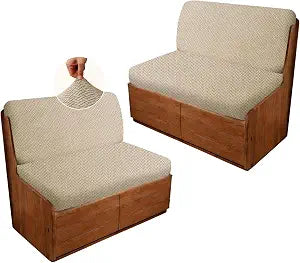 RV Dinette Cushion Covers, 4PCS Woven RV Couch Cover, Camper Cushion Covers, Camper-rv Sofa Cover for Couch, Bench Seat & Dinette Booth Cushions(Light Brown,[39.4" to 49.2"][19.7" to 25.6"])