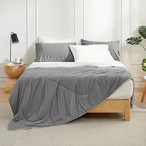 Cozy Bliss Cooling Comforter King XL Size, Cooling Blankets for Hot Sleepers and Night Sweats, Dark Light Gray Summer Comforter for King XL Bed, Breathable Soft Lightweight Silk Smooth