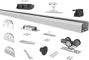 JUBEST 30 Bifold Door Hardware, Folding Door Hardware Sliding Barn Door Hardwares for 2 Doors (15" Each), Top Mounted Bifold Door Hardware Kit for Bedroom, Bathroom, Closet