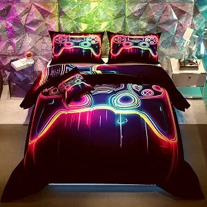 Namoxpa6 Pieces Gamer Comforter Sets for Boys Kids Teens,3D Pattern,Decorative 6 Piece Bedding Sets with Comforter,Flat Sheet,Fitted Sheet,Throw Pillow Cover,Pillow Shams,Full Size