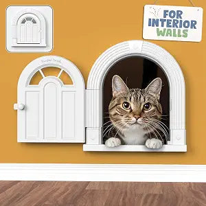 Purrfect Portal Meow Manor Wall Large Cat Door for Wall Interior, Stylish & Functional Pet Door, No Training Needed Easy DIY Installation, No-Flap, Fits Cats Up to 20 Lbs