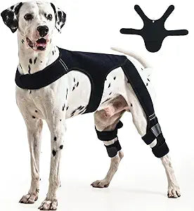 Allroaring Adjustable Dog Knee Brace for Extra Large Dogs Doggy Reflective Torn ACL CCL Hind Leg Support Dogs Leg Wrap to Relieve Arthritis Joint Pain Pet Rear Leg Sleeve to Prevent Licking 2XL Black