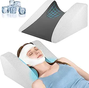 26 Back Sleeping Training Pillow, Facial Surgery Recovery Pillow for Facelift, Hair Transplant, Rhinoplasty, Wrinkle Prevention & GERD, Cooling Fabric & Air Layer Fabric, Anti-Slip