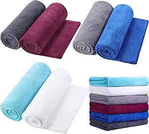 Tegeme 6 Pcs Microfiber Bath Towel Set 30 x 60 Bath Towel, Quick Drying, Oversized, Soft, Absorbent Sweat, Large Fitness Towels for Beach Bathroom, Sports, Yoga, Pool, Gym, Men & Women (Multicolor)