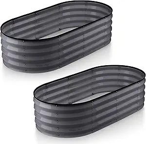 Plant & Plot Galvanized Raised Garden Beds Outdoor // 421 ft (2-Pack) Planter Raised Beds for Gardening, Vegetables, Flowers // Large Metal Garden Box (Gray) // Patented Tool-Free Design