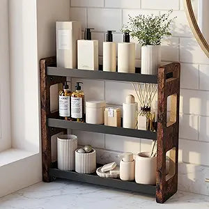 Bathroom Organizers and Storage,Bathroom Counter Organizer,Bathroom Counter Shelf,Bathroom Sink Organizer,Vanity Organizers,Vanity Storage,Perfume Display, for Dad (Brown 3 Tier)