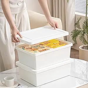 15 Quart high-end White multifunction storage box with lidStackable Plastic Boxeswith handle,Garage storagehome storage,Waterproof and moisture-proof.white2L