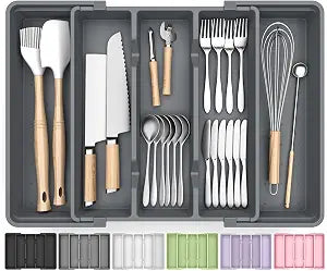 Large Expandable Silverware Drawer Organizer, Utensil Tray