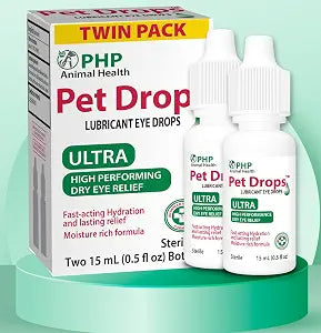Pet Drops Ultra Lubricant Eye Drops for Dogs and Cats, Moisture Rich Formula, Fast Acting Hydration, Dogs Eye Drop for Dry Eyes, Artificial Tears for Extra Dry Eye, Twin Pack, 15-mL Each (30 ml) U.S.A