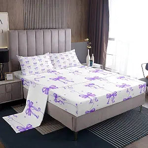 jejeloiu Cute Bowknot Bed Sheets Set Coquette Bows Bed Set Queen Size