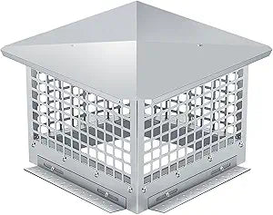 GarveeTech Chimney Cap 9x9 Inch - Heavy-Duty 304 Stainless Steel Mesh Cover, Easy Bottom Installation, Weatherproof & Spark Arrestor for Outside Clay Flue Tile (Fits 7"-9" Adjustable), Silver