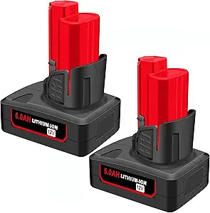 2 Pack Replacement for Milwaukee M12 6.0Ah Lithium Battery Packs Compatible with Milwaukee 12V Tools