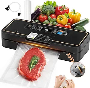 Vacuum Sealer for Food, 95kPa Food Saver Machine, 135W Fast-Sealing with Easy Tear Cutter, Built-in Bag Storage, 9-in-1 Compact with 10 ft Bag Roll