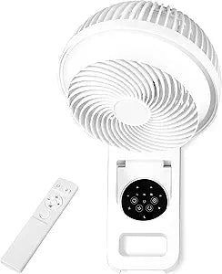 Simple Deluxe 7 inch Wall Mount Fan, 3 Speeds & 3 Modes, 15 Hours Timer, 60┬░ Oscillating Circulating Fan, with Remote Control, Air Circulation Fan for Indoor Use, White