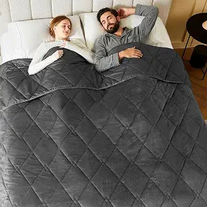 L'AGRATY King Size Weighted Blanket for Adults 30lbs, 88"x104"  Cooling Breathable Heavy Blanket with Glass Beads for Sleeping Perfect for Hot Sleepers & Couples Machine Washable All-Season Grey