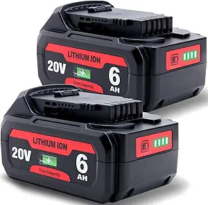 Biswaye 2Pack 6.0Ah 20V Battery Replacement for Dewalt 20V MAX Lithium Ion Compatible with Dewalt DCB206 DCB204 DCB230 DCB203 DCB201 XR Cordless Power Tools, High Capacity Rechargeable Battery Pack