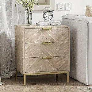 3 Drawer Nightstand, Modern Wood Bedside Table with Storage, Space-Saving End Table for Bedroom, Sofa, Natural Oak