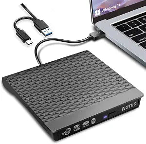 YOTUO External CD/DVD Drive, Portable USB 3.0 & USB-C CD RW Drive, DVD Player, DVD Burner for Laptop, Desktop, Compatible with Windows 7/8/10/11, Mac, MacBook Pro/Air, Linux (IDD023-2)