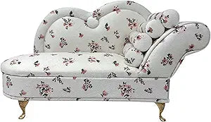 Floral Sofa Jewelry Box Organizer, White, Vintage Shabby Chic Mini Couch, Rings, Earrings & Necklaces Storage, 10 x 5 Inch