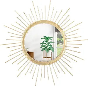 Gold Mirrors for Wall Metal Sunburst Wall Mirrors Home Dcor Decorative Hanging Wall Art for Living Room Bedroom Entryway Large 24" x 24"