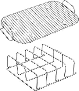 OG951 Rib Rack and Smoke Rack for Ninja Woodfire OG800 OG850 OG900 XL Grill Smoker, XSKRSTRKXL & XSKRACKXL Grill Accessories for Ninja OG850 OG951 Pro Connect XL Outdoor- 304 Stainless Steels