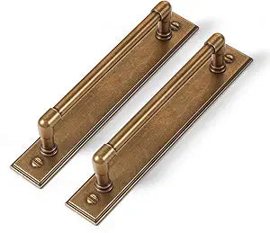 Goo-Ki 2 Pack Antique Brass Cabinet Pulls with Backplate Zinc Alloy Hardware, 5 Inchs Hole Center Vintage Cabinet Handles Kitchen Drawer Pulls with Base Plate