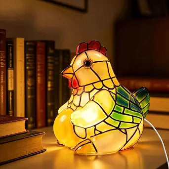 Colorful Resin Chicken Holding Egg Night Light, USB Powered Soft Warm LED Table Lamp, Compact Vintage Decor Lamp for Desk Bedside, Ideal Gift for Birthday Easter Christmas Housewarming