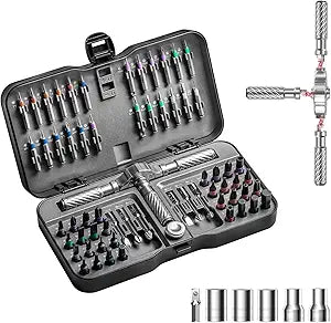 VMAN Ratchet Screwdriver Set, 72 in 1 magnetic Screwdriver sets, S2 Steel Bits, DIY Combination Flexible Shaft, Suitable for Furniture Assembly, Precision Electrical Appliance Repair, Bicycle Tools