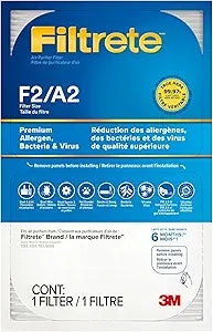 Filtrete F2 Room Air Purifier Filter, True HEPA Premium Allergen, Bacteria, and Virus, 13 in. x 8.2 in., 2-Pack, works with devices: FAP-C02, FAP-C03, FAP-SC02, and FAP-T03