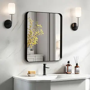 Kosmonia 20"x16" Bathroom Vanity Mirror for Wall Metal Framed Matte Black