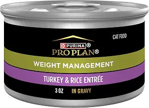Purina Pro Plan Adult Weight Management Turkey and Rice Entree in Gravy Wet Cat Food 3 Ounce (Pack of 24)