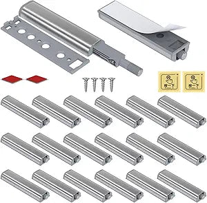 Jiayi Cabinet Latch Magnetic Push Catch 20 Pack Push to Open Cabinet Hardware Spring Release Push Touch Latch Heavy Duty Kitchen Door Push Release Latch for Drawer Closure Push Catch Press Out Latch