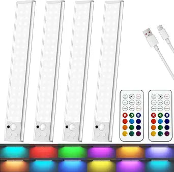 12inch RGB Under Cabinet Light Wireless,96-LED Motion Sensor Shelf Lights