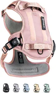 Fei & Eve Classic Dog Harness, MagEase Magnetic Buckle | 3-Point No-Pull Control, Dual Handle Support, 900D Nylon, Tactical Patch Panel, Heavy Duty, Medium, Pink