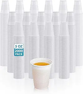 Lilymicky 2000 PACK 5 oz White Plastic Cups, 5 Ounce Disposable Plastic Bathroom Cups for Tasting, Drinking