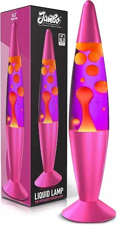 JAMBO 16" Beautiful Lamp- Purple with Yellow/Orange Wax, Relaxing Liquid Light, Night Light Nightlight, Home Decor Living Room Office Bedroom Lamp for Adults Teens Kids, Magma Motion