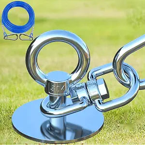 TOPKNOT Dog Tie Out Cable and Stake,45FT Heavy Duty Cable,360Swivel Dog Run- No Tangle,Runner for Yard- Up to 150LBS,Ideal for Outdoor Camping