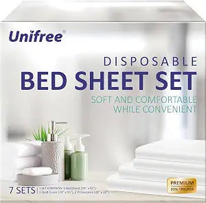 UNIFREE 7 Sets Disposable Bed Sheets, Travel Sheets for Hotel, 79" *91"