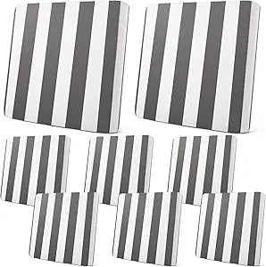 Newwiee 8pcs Patio Stretch Cushion Covers Stripe Outdoor Cushion Covers Replacement Patio Furniture Couch Slipcover Sofa Chair Seat, Thin Fabric Breathable Soft Flexibility Protector(Gray)