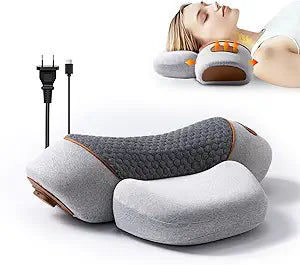 3-in-1 Neck Massager Pillow for Women Men Memory Foam with Heat, Shiatsu Kneading, Vibration & Airbag Traction to Relieve Neck Pain, Stiffness & Shoulder