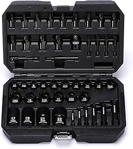 MIXPOWER 46-Piece Impact Bolt Extractor Socket Set,Bolt & Nut Remover Socket Tool Kit, Stripped Bolt Extractor for Damaged Screws and Bolts