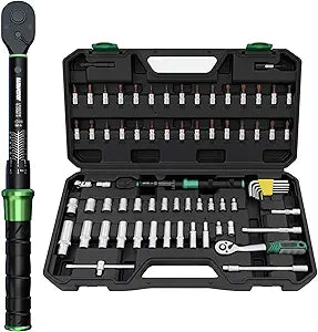 71pcs Bike Torque Wrench Set, Inch Pound Torque Wrench 1/4 Inch Drive, Bike Tool Kit, Bike Torque Wrench Set 10-230 Lbf.in(1.1-25.9N.m) Pro Bicycle Tool Kit (71PCS 10-230 Lbf.in)