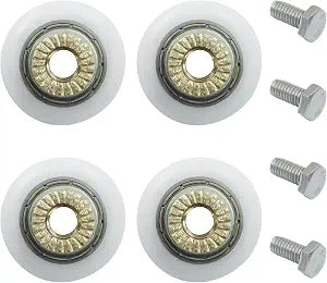 BokWin 23mm 4 Pack Shower Door Rollers Runners Wheels - Replacement Part for Bathroom Glass Runner Sliding Shower Door System, White Color, Smooth-Gliding Design to Restore Your Bathroom