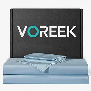 Silver Infused Bed Sheets - 20% Silk Ultra-Soft Temperature-Regulating Fabric with Self-Cleaning that Stays Fresh 3X Longer for Hygienic Sleep (Light Blue, King)